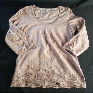 Boden Embroidered Eyelet Scoop Neck Pink Blouse Women’s 2‎